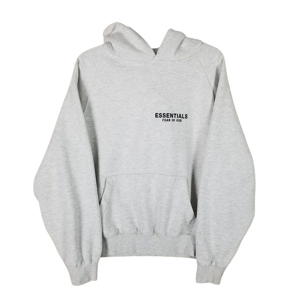 Fear of God Essentials Hoodie Men Small Light Grey Logo Graphic Pullover 197s